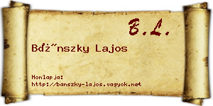 Bánszky Lajos névjegykártya